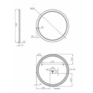 Biston LED-valopeili 600mm on moderni ja tyylikäs pyöreä peili, jossa on integroitu 18W LED-valaisin. AW07