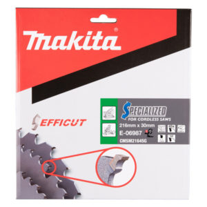 Makita Pyörösahanterä 216 x 30 x 2,0 mm, Z-45 – EFFICUT Puulle E-06987