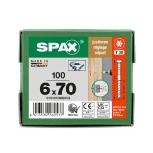 0161010600703 Karmiruuvi SPAX 6,0 x 70 mm, 100 kpl