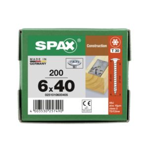 0251010600405 Rakennusruuvi SPAX 6,0 x 40 mm, 200 kpl