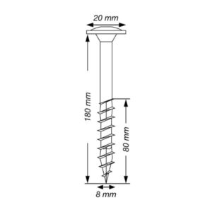 0251010801805 Rakennusruuvi 8,0x180mm 50kpl SPAX