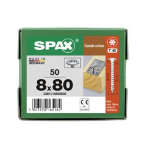 0251010800805 Rakennusruuvi 8,0x80mm 50kpl SPAX